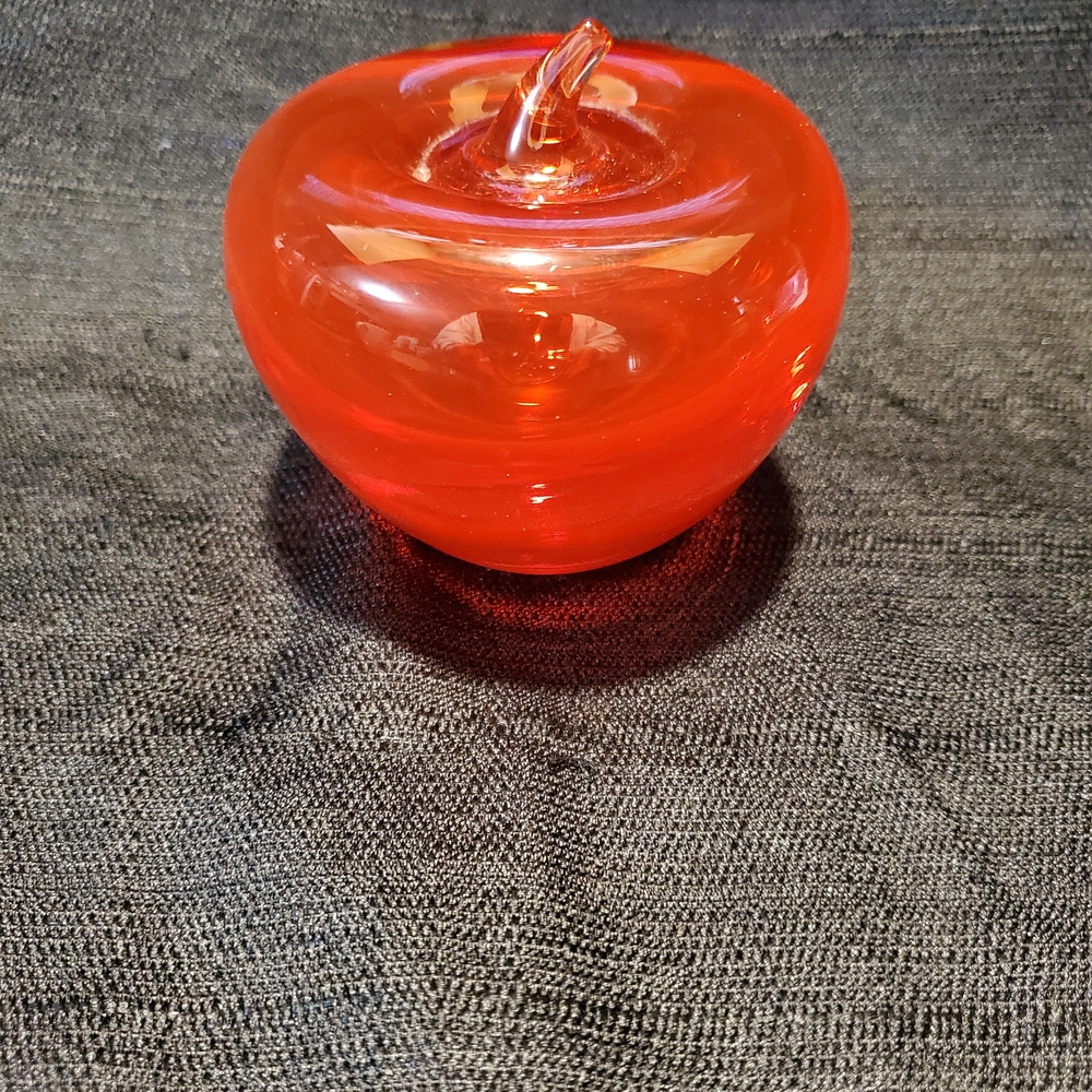 Murano Style Red Glass Apple Paperweight